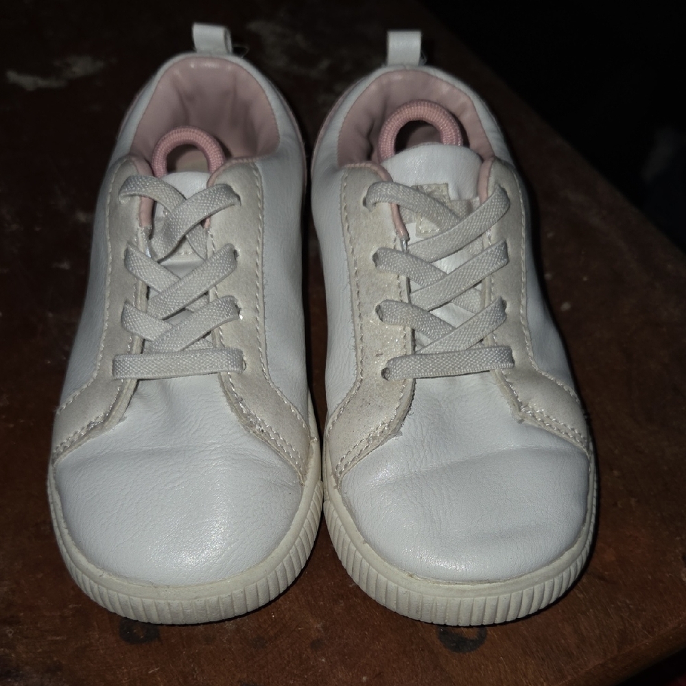 Used Carter Rainbow With Sparkles Kids White and Pink Sneakers Size 9